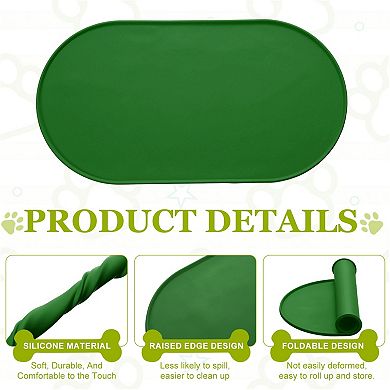 1Pc Cat Food Mat, Pet Feeding Mat Non-Slip Oval Waterproof