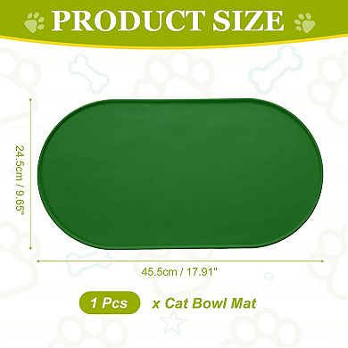 1Pc Cat Food Mat, Pet Feeding Mat Non-Slip Oval Waterproof