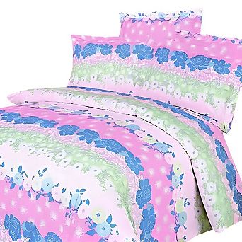7 pc Cotton Bedding Set Comforter Sheets Pillow Shams Duvet Cover for Complete Room Styling