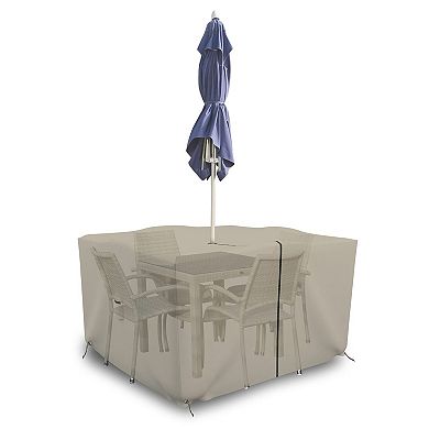 Covers&All Square Table & Chair Cover with Umbrella Hole, Waterproof UV & Weather Resistant