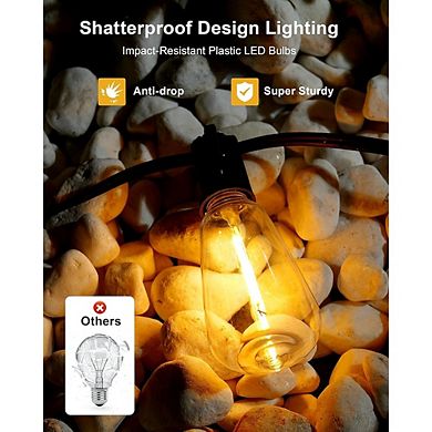 Outdoor LED String Lights, Waterproof Dimmable Connectable Edison Patio Lights