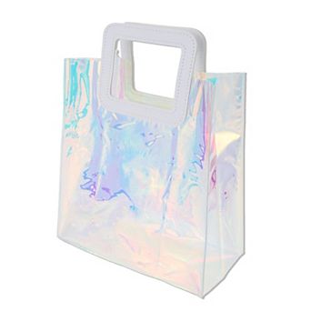 Square Reusable Gift Bag in White and Multicolor 1 pc for All Occasions