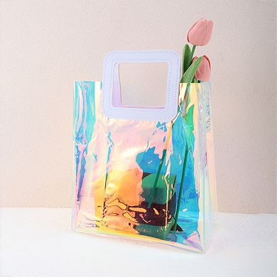 Square Reusable Gift Bag in White and Multicolor 1 Pc for All Occasions