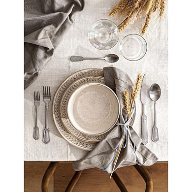 MOEPLSY12-Piece Reactive Glaze Dinnerware Set,Stoneware Plates and Bowls, Microwave & Dishwasher