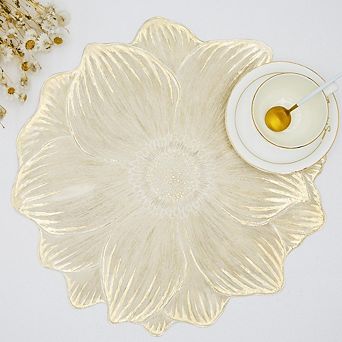 MOEPLSY Gold Metallic Round Placemats Set of 6, Waterproof Heat-Resistant Vinyl Table Mats
