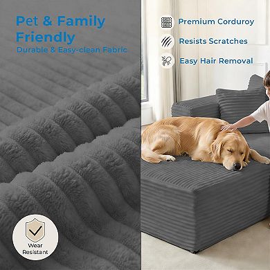 Mjkone Convertible Reversible L-Shaped Modular Sectional Sofa with Oversized Seating