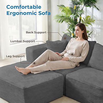 Mjkone Convertible Reversible L-Shaped Modular Sectional Sofa with Oversized Seating