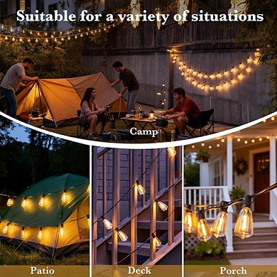 Outdoor LED String Lights, Waterproof Connectable Shatterproof Patio Bulb Lights