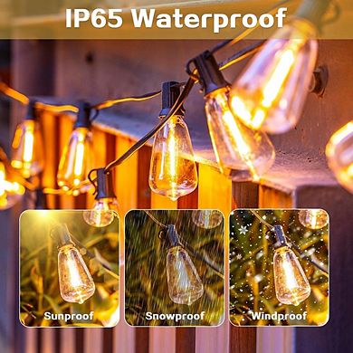 Outdoor LED String Lights, Waterproof Connectable Shatterproof Patio Bulb Lights