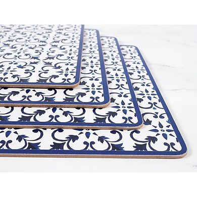 Cork Placemats Heat Resistant Durable Mediterranean Tile Set of 4