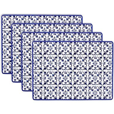 Cork Placemats Heat Resistant Durable Mediterranean Tile Set of 4