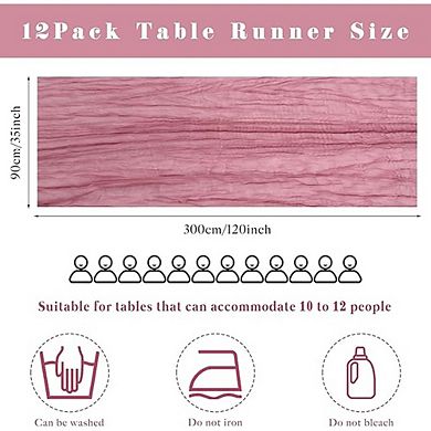 12 Pack Cheesecloth Table Runner, Gauze Fabric, Sheer Party Decor