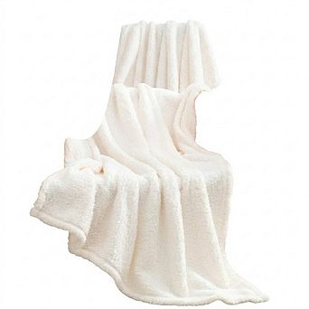Ultra Soft Sherpa Throw Blanket, Lightweight Warm Reversible Plush Boho Sofa Blanket