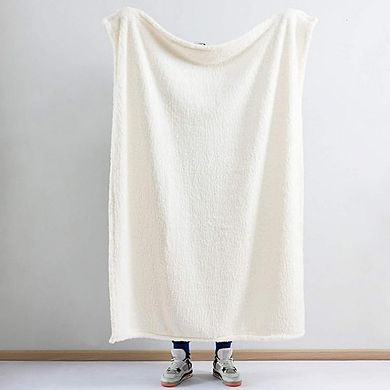 Ultra Soft Sherpa Throw Blanket, Lightweight Warm Reversible Plush Boho Sofa Blanket