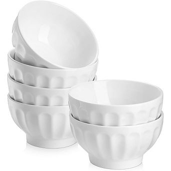 Ceramic Soup & Cereal Bowls Set of 6 Microwave & Dishwasher Safe