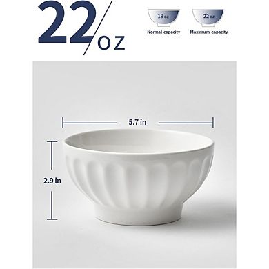 Ceramic Soup & Cereal Bowls Set of 6 Microwave & Dishwasher Safe