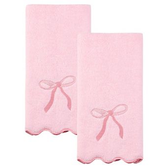 Solid Cotton Elegant Border Hand Towels, Soft Absorbent Towels for Bathroom 28" x 13"