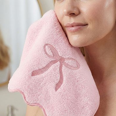 Solid Cotton Elegant Border Hand Towels, Soft Absorbent Towels for Bathroom 28" x 13"
