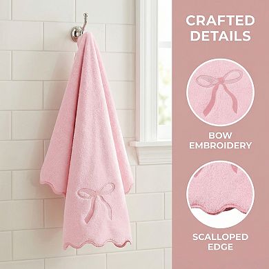 Solid Cotton Elegant Border Hand Towels, Soft Absorbent Towels for Bathroom 28" x 13"
