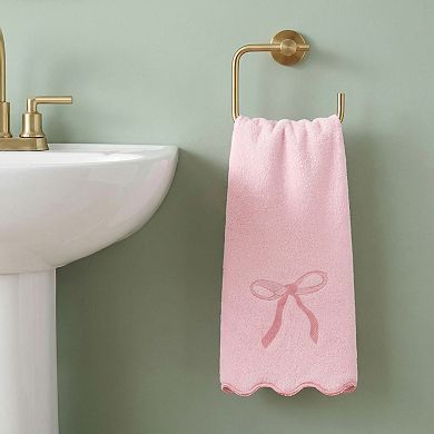 Solid Cotton Elegant Border Hand Towels, Soft Absorbent Towels for Bathroom 28" x 13"