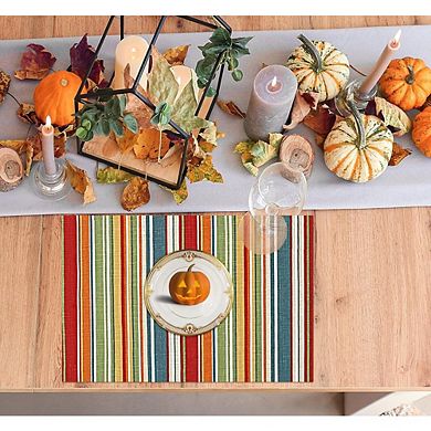 Cotton Placemats Set of 6 Multi Stripe Washable Durable Table Linens