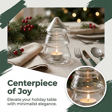 Christmas Tree Glass Cookie Jar with Lid Decorative Holiday Food Storage