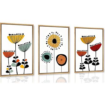 Boho Floral Canvas Wall Art, Modern Flower Prints, Vibrant Home Decor
