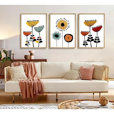 Boho Floral Canvas Wall Art, Modern Flower Prints, Vibrant Home Decor