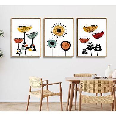 Boho Floral Canvas Wall Art, Modern Flower Prints, Vibrant Home Decor