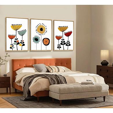 Boho Floral Canvas Wall Art, Modern Flower Prints, Vibrant Home Decor