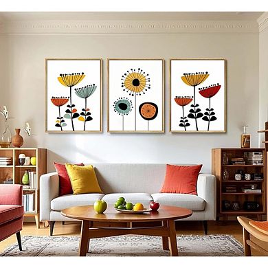 Boho Floral Canvas Wall Art, Modern Flower Prints, Vibrant Home Decor