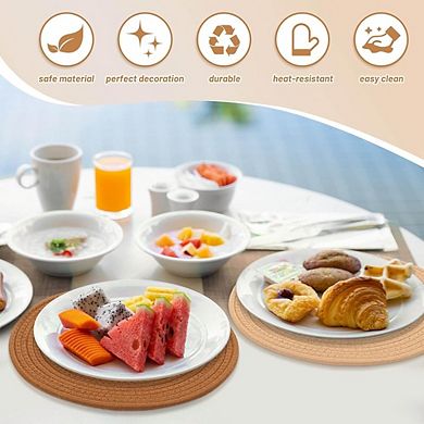 Round Woven Placemats Heat Resistant Trivets Boho Table Decor Set of 4