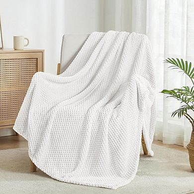 Fleece Throw Blanket Soft Warm Lightweight Waffle Textured Cozy Sofa Bed Blanket