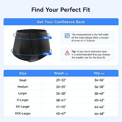 Carer 2-Pack Washable Incontinence Underwear for Men 180ml Absorbency Reusable Leakproof Briefs
