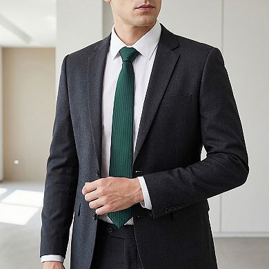 Men's Ribbed Texture Solid Tie Classic Necktie 57in Length 3.1in Width Formal Business Accessory