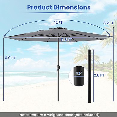 12 Foot Patio Umbrella with Crank Handle and 8 Ribs