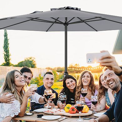 12 Foot Patio Umbrella with Crank Handle and 8 Ribs