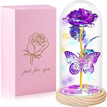 Mother’s Day Rose & Butterfly Flower Gift for Mom, Birthday Floral Arrangement for Women