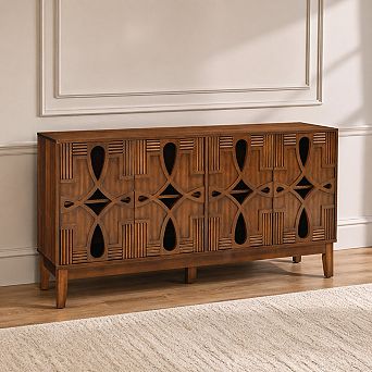 Lufeiya 60.5" Sideboard Buffet Cabinet with Storage, Adjustable Shelves, and Outlet Holes