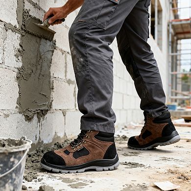 Men's Steel Toe Work Boots Puncture Resistant Anti-Static Lace-Up Safety Shoes