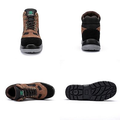 Men's Steel Toe Work Boots Puncture Resistant Anti-Static Lace-Up Safety Shoes