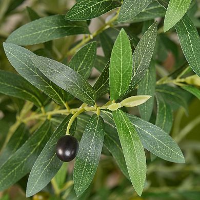 Artificial Olive Tree in Weighted Beige Ceramic Pot, Large Fake Plant for Home Decor - VeriNatural