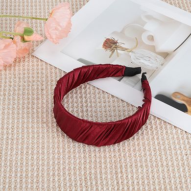 1Pc Wide Pleats Satin Headband