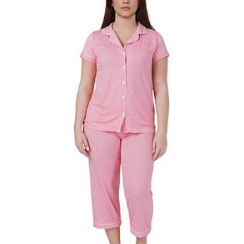 Women’s Capri Short Sleeve 2 pc Polka Dot Design Pajama Set