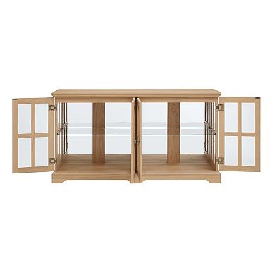 Eazegath LED Light Small Antique Curio Glass Display Storage Cabinet with Adjustable Shelf