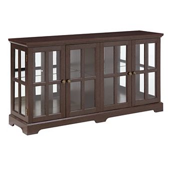 Eazegath LED Light Small Antique Curio Glass Display Storage Cabinet with Adjustable Shelf