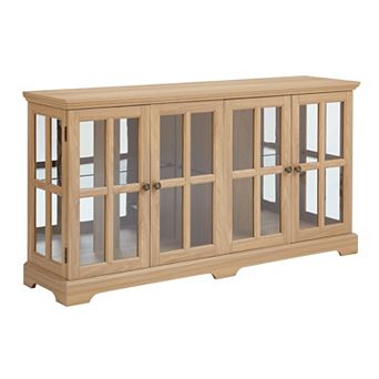 Eazegath LED Light Small Antique Curio Glass Display Storage Cabinet with Adjustable Shelf