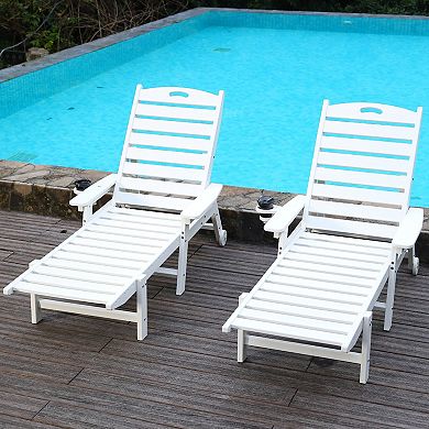 Chaise Lounge Chair with 4 Position Adjustable Backrest and Cup Holder