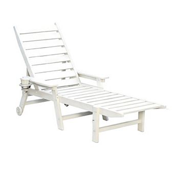 Chaise Lounge Chair with 4 Position Adjustable Backrest and Cup Holder
