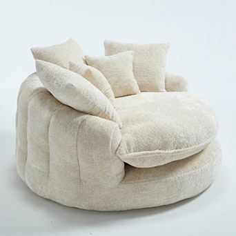 55" Oversized Modern Comfortable Round Sofa with Pillows, No Assembly for Living Room